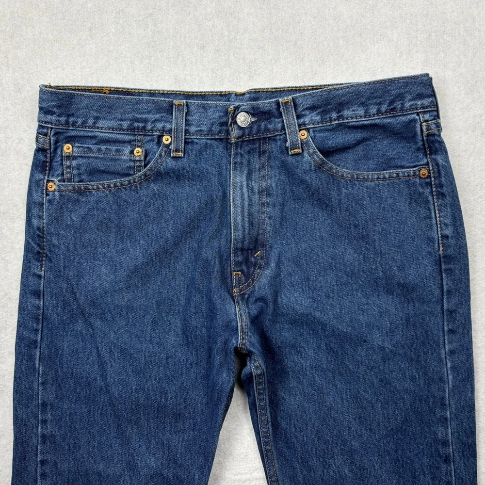 Levis Mens 33x30 505 Regular Straight Fit Medium Wash Blue Denim Jeans 33 30